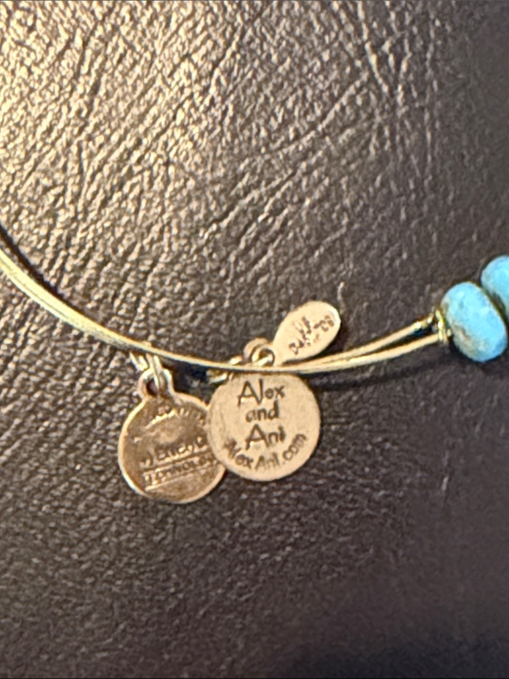 Alex and Ani Turquoise Bead and Gold-Tone Tube Expandable Bracelet - Picture 3 of 4